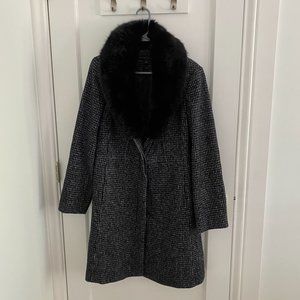 Preston & York Wool Coat with Faux Fur Trim, Size 16